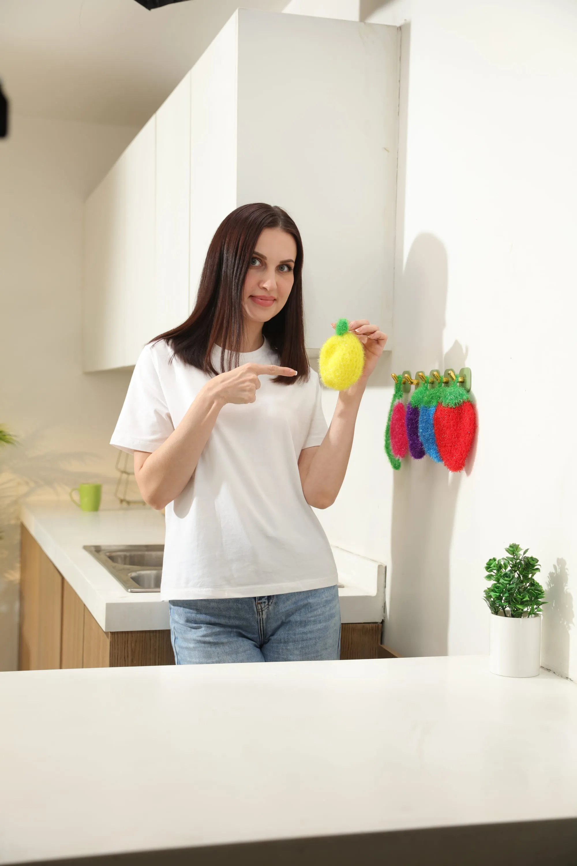 Scrub Sponge for Cleaning and Dishwashing in use