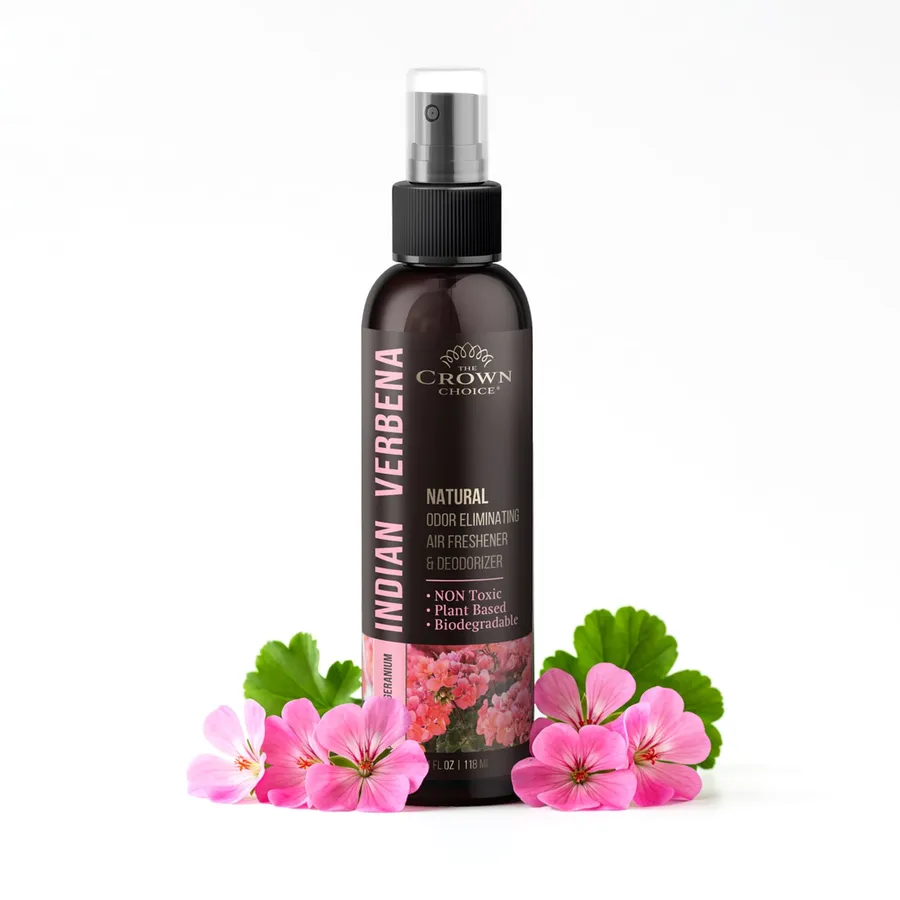 INDIAN VERBENA Natural Air Freshener Spray for Home and Room (Lemongrass Geranium) | Odor Eliminator and Deodorizer Spray