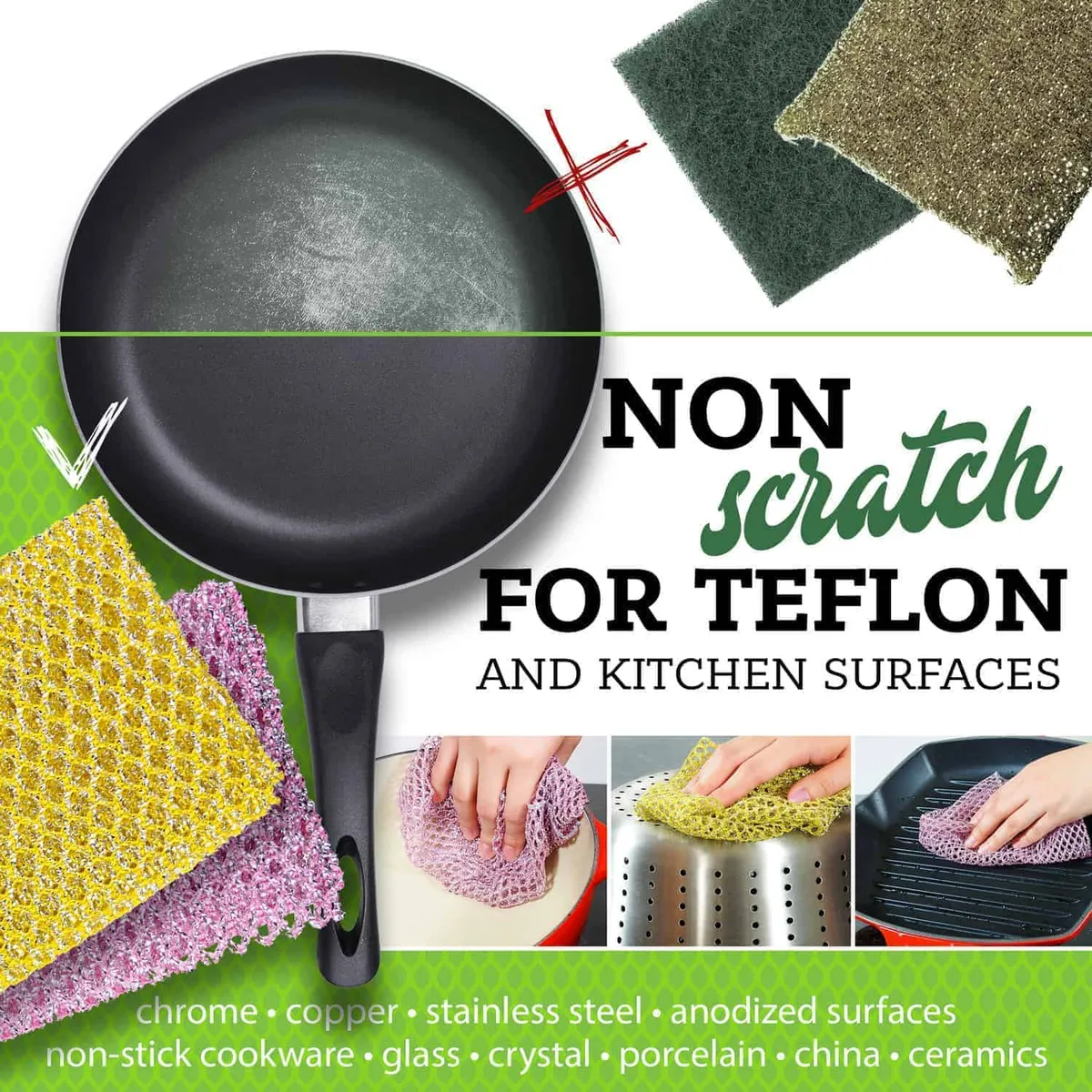 non-scratch pot scouring scrubber cloth